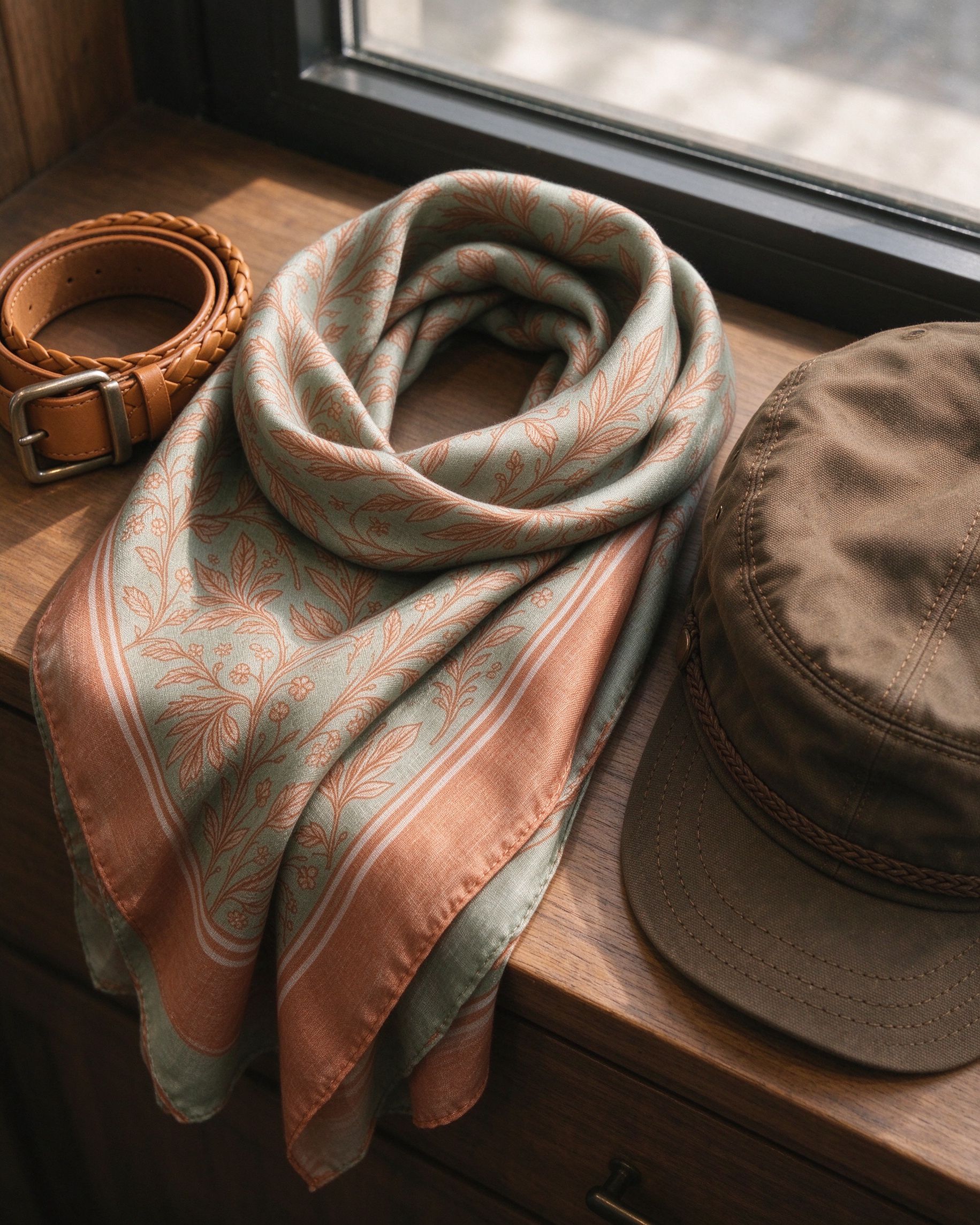 Scarf weave and accessories detail