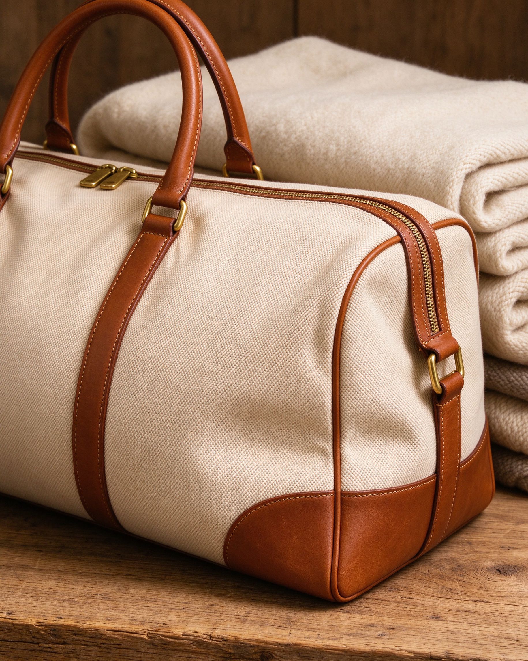 Leather trim and hardware detail